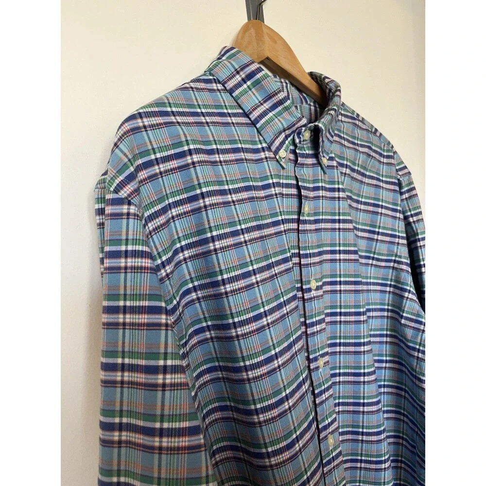 Ralph Lauren Blue Plaid Oxford Button Down Shirt Size XXL - Picture 3 of 10